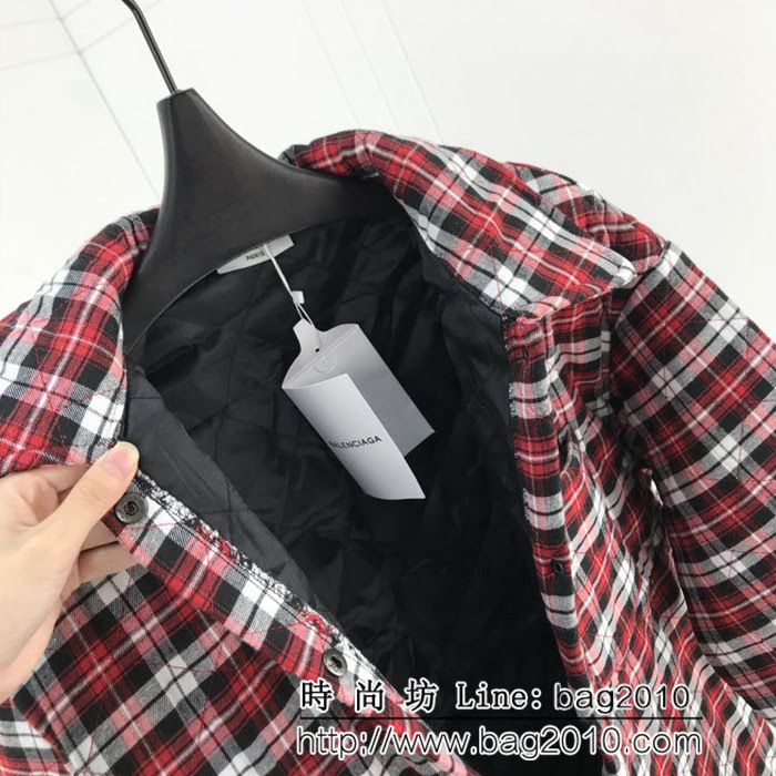 BALENCIAGA巴黎世家 18冬季新款 紅黑格子羊毛混紡 夾克外套 男女同款 ydi1611